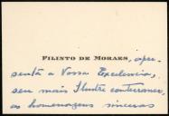 Cartão de Filinto de Morais ao General Norton de Matos