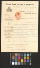 Carta da Société Belge d'Etudes et d'Expansion ao General Norton de Matos
