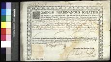 Carta de prima tonsura e ordens menores concedia a Francisco Pereira Coutinho, filho de Manuel Coutinho de Abreu e D. Luísa Antónia Pereira de Castro