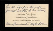 Cartão de António Luís Gomes ao General Norton de Matos