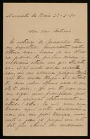 Carta enviada por Alexandre a António Malheiro [Pereira de] Castro