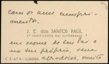 Cartão de J. E. dos Santos Paúl a José Coelho