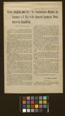 Carta dirigida pelo Comandante Mendes Cabeçadas ao General Carmona, Presidente da República