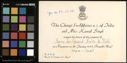 Convite do Encarregado dos Negócios Estrangeiros da Índia ao General Norton de Matos