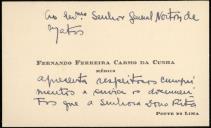 Carta de Fernando Ferreira Carmo da Cunha ao General Norton de Matos