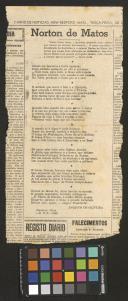Poema "Norton de Matos" por Joaquim de Oliveira