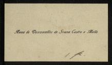 Carta enviada por Ana de Vasconcelos de Sousa Castro e Melo e Artur Graça Craveiro a Inácia de Vilhena