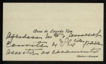Carta enviada por Ana de Lacerda Reis a Inácia Malheiro Pereira de Castro Vilhena