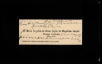 Cartão enviado por Maria Angelina de Abreu Logier de Magalhães Lançós Pereira Coutinho a Inácia