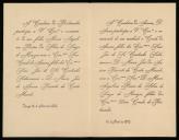 Carta enviada pela Condessa de Bertiandos e pela Condessa da Aurora a Clara das Dores Malheiro Reymão
