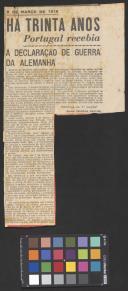 Artigo "9 de março de 1916: Há trinta anos Portugal recebia a declaração de guerra da Alemanha"