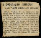 Artigo "A população mundial é de 2.400 milhões de pessoas"