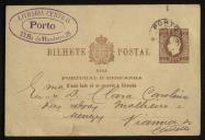 Bilhete-postal enviado por Manuel António Godinho de Castro a Clara Carolina das Dores Malheiro e Meneses