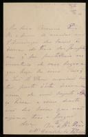 Carta enviada por Maria Cândida do Patrocínio a José Maria Pereira de Castro