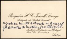 Cartão de Brigadier H. C. Travell Stronge ao General Norton de Matos