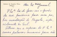 Carta de António de Quadros Flores ao General Norton de Matos