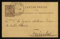 Cartão postal enviado por Alexandre a Inácia Malheiro Pereira de Castro Vilhena
