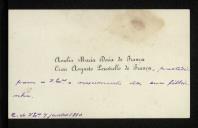 Carta enviada por Amélia Maria Dória de França  e César Augusto Perestrelo de França a Clara Carolina das Dores Malheiro e Meneses e filhas